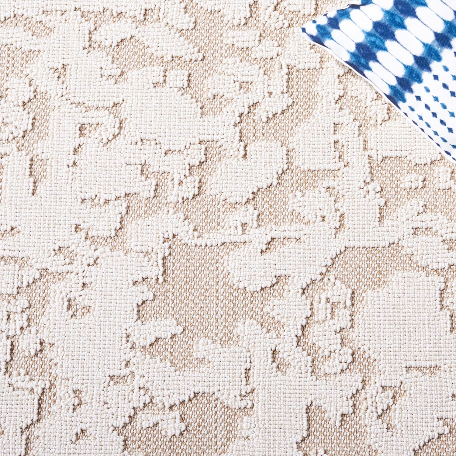 SAFAVIEH Washable Rug Outdoor Global Collection - 8' x 10', Beige & Light Beige, Non-Shedding & Easy to Clean, Ideal for Patio, Backyard, Mudroom (GLB224B)