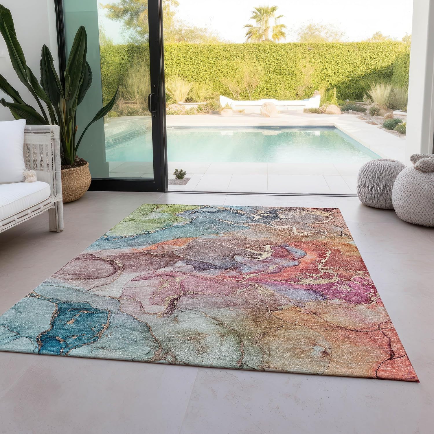 Addison Rugs Chantille ACN500 Blue 5' x 7'6 Indoor Outdoor Area Rug, Easy Clean, Machine Washable, Non Shedding, Bedroom, Entry, Living Room, Dining Room, Kitchen, Patio Rug