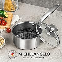 Vista 7 de MICHELANGELO Cacerola de 1 cuarto de galón con tapa, sartén de acero inoxidable de triple capa premium con tapa, cacerola pequeña