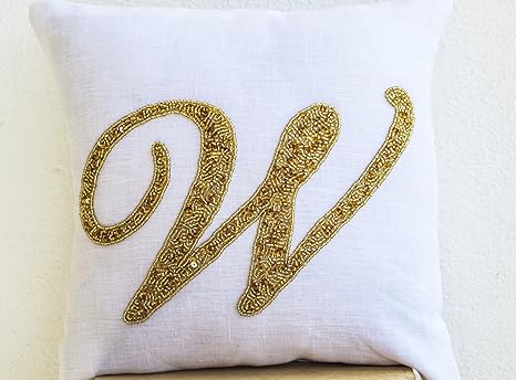 sequin initial pillow