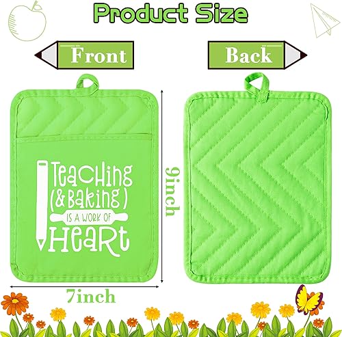 Miniatura 10 de R HORSE Juego de 6 soportes divertidos para ollas con temas de horneado, espátula de silicona, para agradecer a los profesores, soportes resistentes