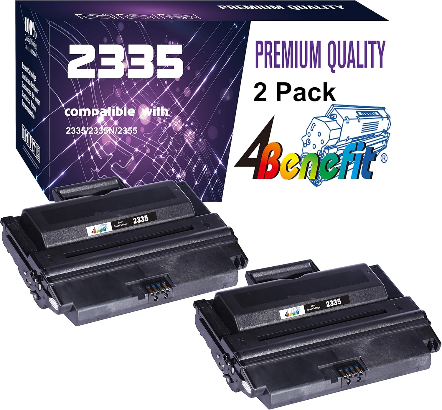 (2-Pack，Black) Compatible 330-2209 330-2208 2335 Toner Cartridge Used for Dell 2335 2355 2335DN 2355DN Laser Printer (High Yield)