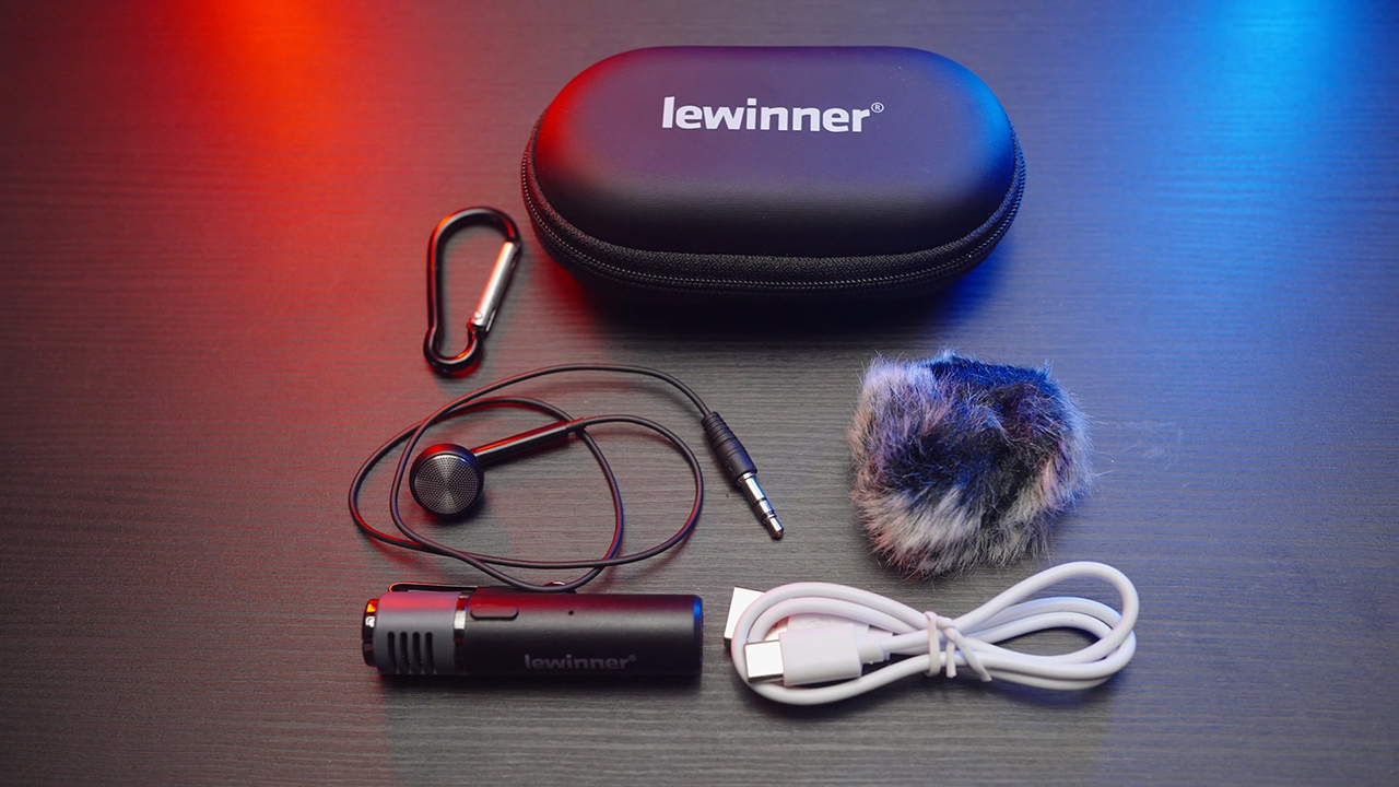 Lewinner Wireless Lavalier Microphone Bluetooth 48KHz Lapel Clipon Mic