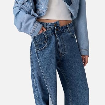 Cross-Over Cascade Denim Pants