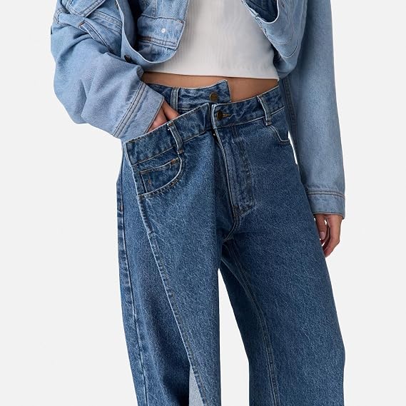 Cross-Over Cascade Denim Pants