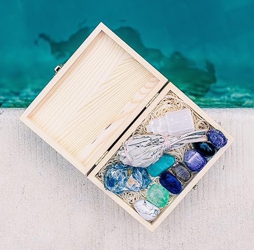 Miniatura 7 de Crystalya - Cristales de alta calidad y piedras curativas para relajación, estrés, alivio de la ansiedad, sueño. En caja de madera - amatista,