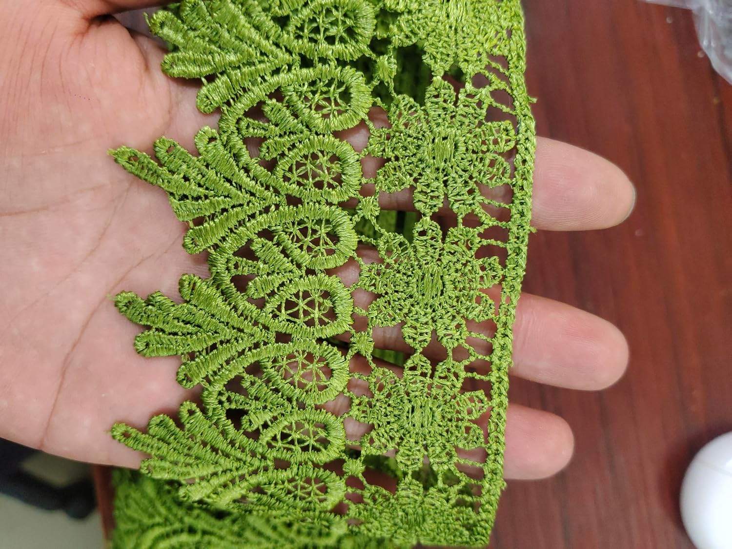 (Olive Green Floral Lace Trim - 5 Yards, 9cm Wide | Wedding Dress Embellishment, Gift Packaging, Party Decor | DIY Sewing & Craft Supplies