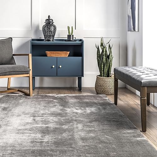 Miniatura 7 de nuLOOM Loni - Alfombra decorativa de pelo largo, lavable a máquina, 2 x 3, color gris