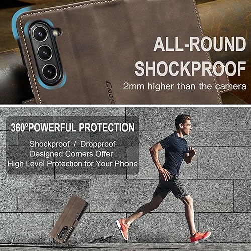 Miniatura 4 de CaseMe - Funda tipo cartera para Samsung Galaxy Z Fold 5, hecha a mano con cierre magnético de piel retro duradera, con cierre magnético,