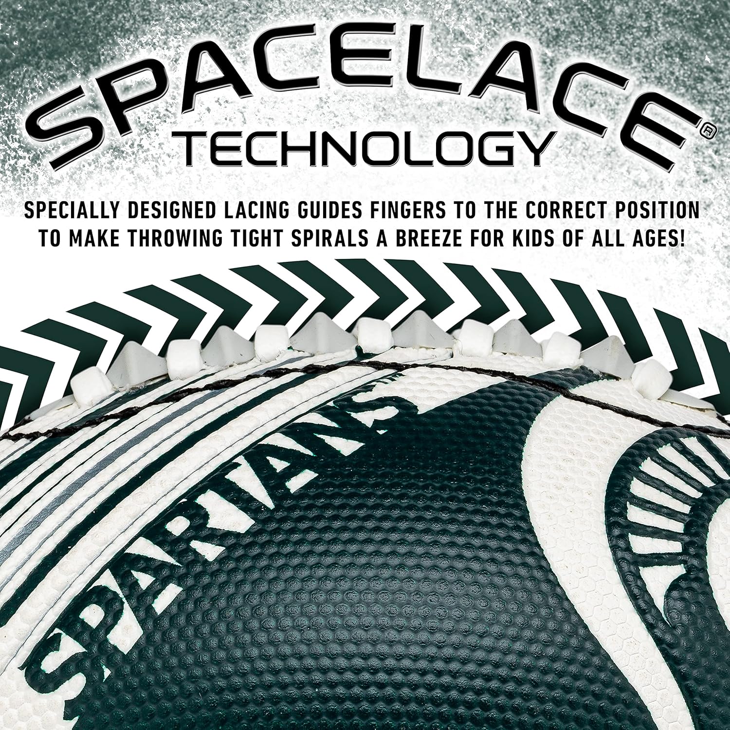 Franklin Sports NCAA Football - Youth Mini Football - 8.5" SPACELACE Easy Grip Texture - Perfect for Kids Michigan State Spartans One Size image 4 of 8 B09FYH1Q57