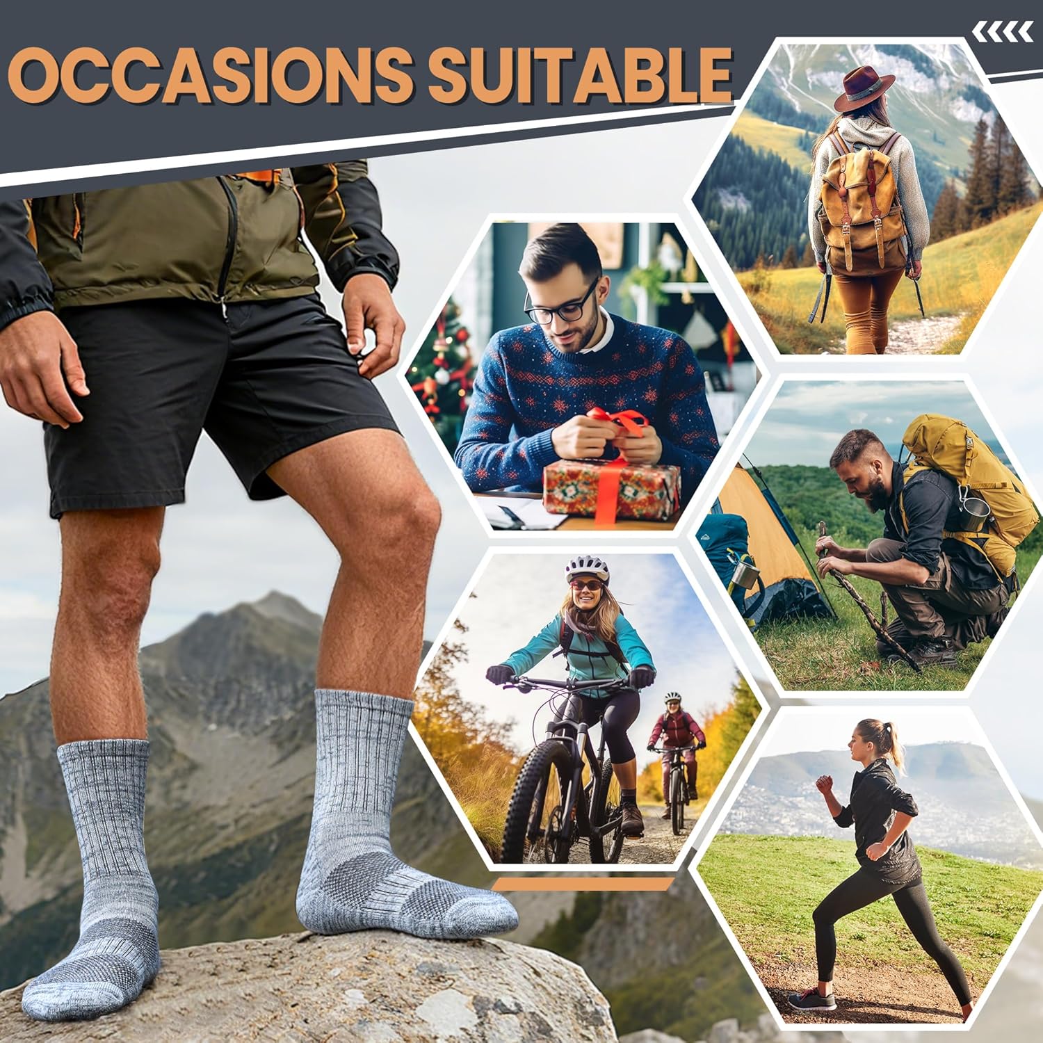 DoSmart Merino Wool Hiking Socks for Women Men Thermal Winter Warm Moisture Wicking Boot Work Cushion Gift Socks 5 Pairs - Image 6