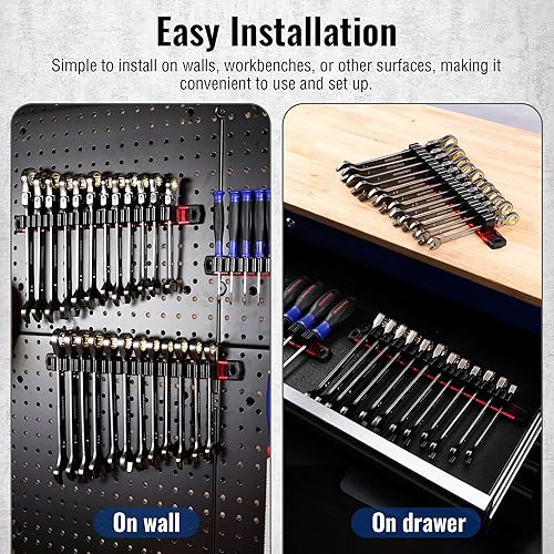 Miniatura 8 de WORKPRO Magnetic Screwdriver Organizer and Wrench Organizer, Aluminum Rail Magnetic Tool Organizer, Tool Holder, Toolbox Organization, 36-Slot