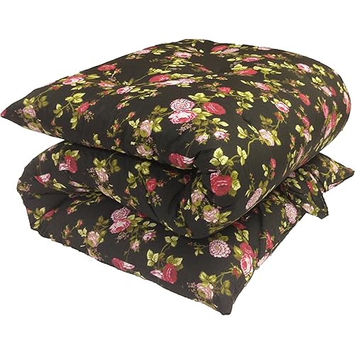 D&D Futon Furniture Traditional Japanese Floor Futon Mattresses, Foldable Cushion Mats, Yoga, Meditaion Single Size 3" Thick X 27" Wide X 80" Long (Red Rose Black)