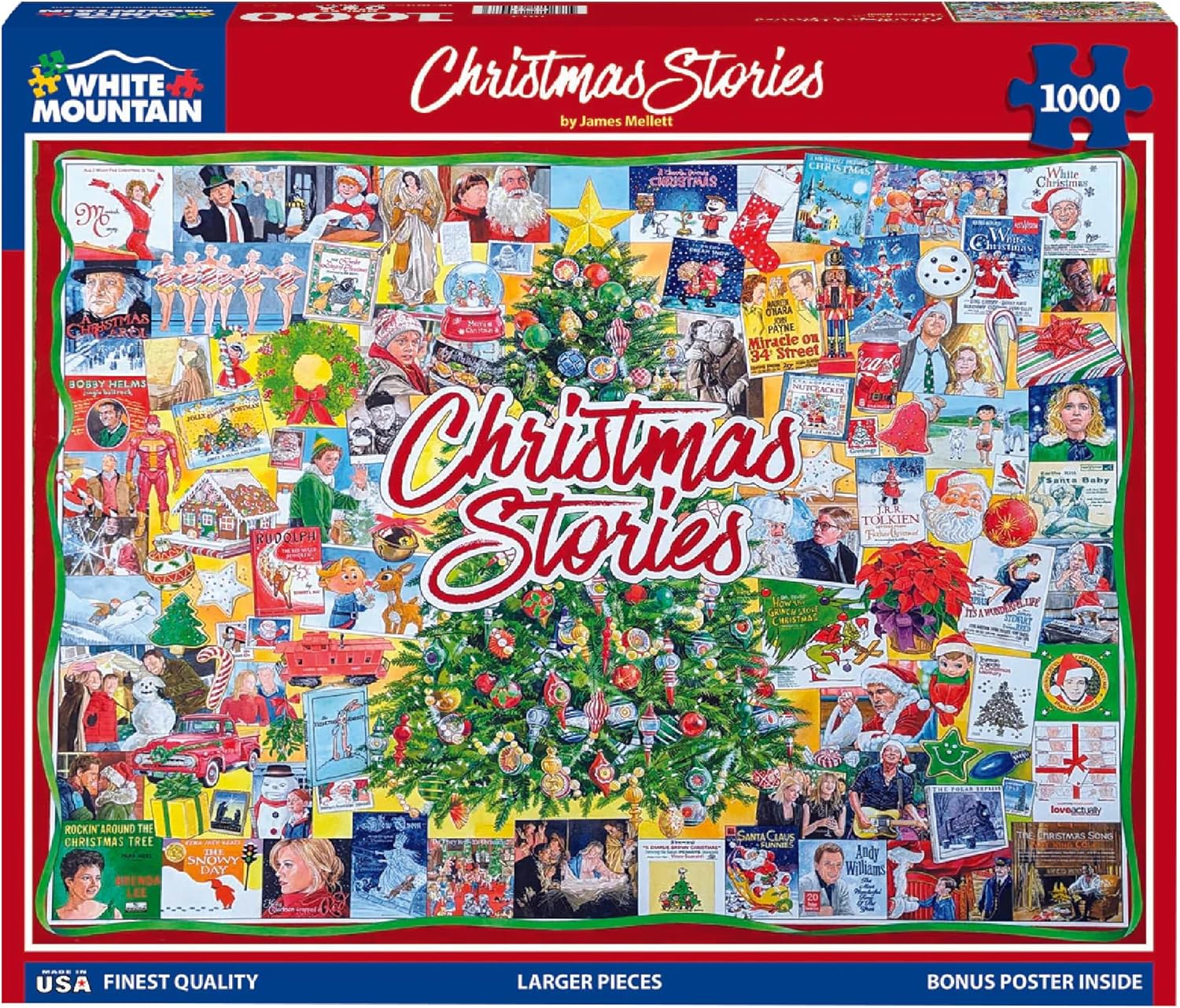 White Mountain 1000 Piece Jigsaw Puzzle Winter Christmas Holiday Puzzles for Adults and Teens 24"x30" Large Pieces - Christmas Stories