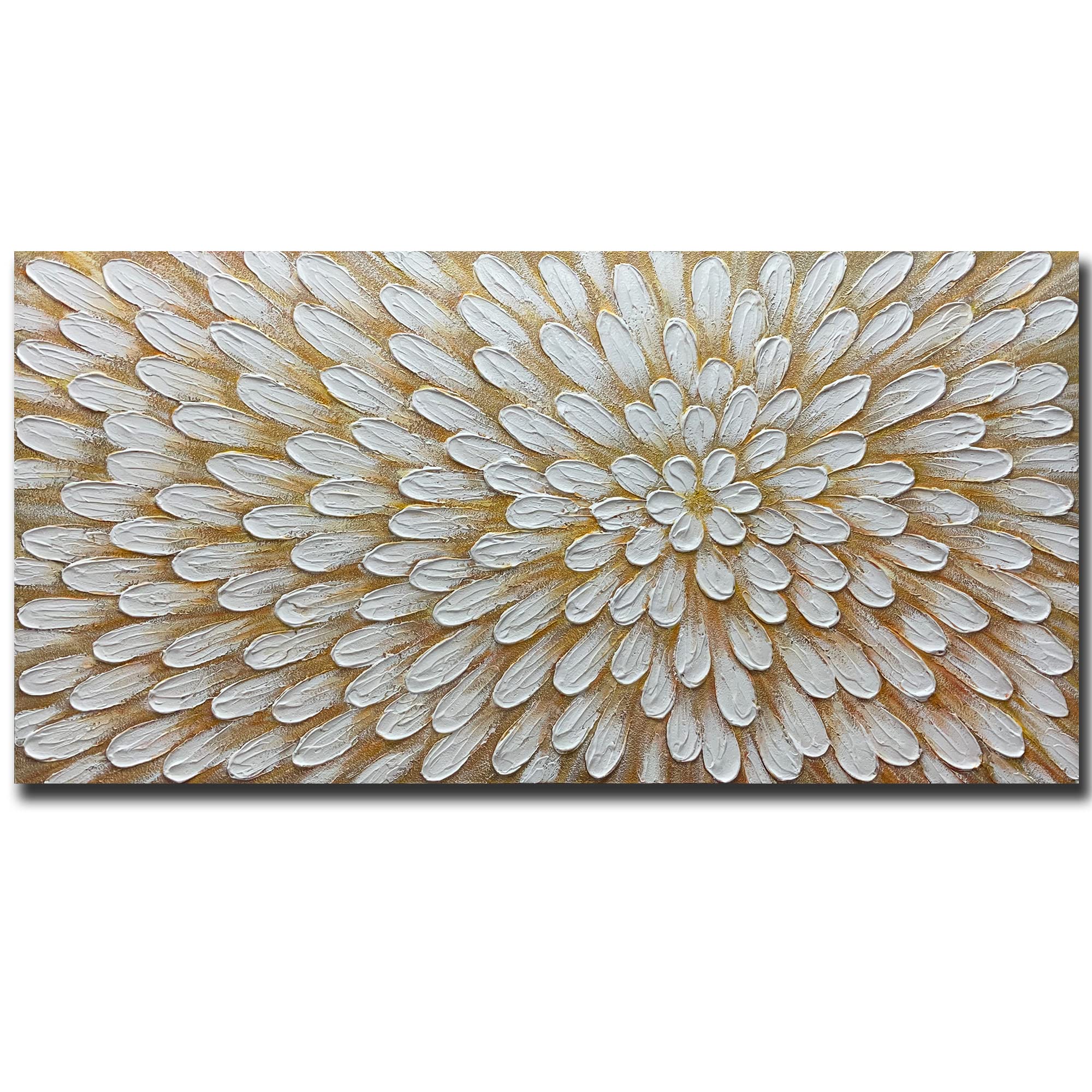 MUWU Canvas Paintings, Abstract Flowers Paintings Texture Palette Knife Modern Home Decor Wall Art Painting Colorful 3D Flowers Wood Inside Framed Ready to hang 24x48 inch
