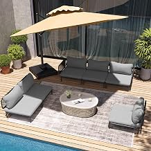6 Piece Modern Outdoor Sectional Sofa, 31" Oversized Low-Profile Sofa Set