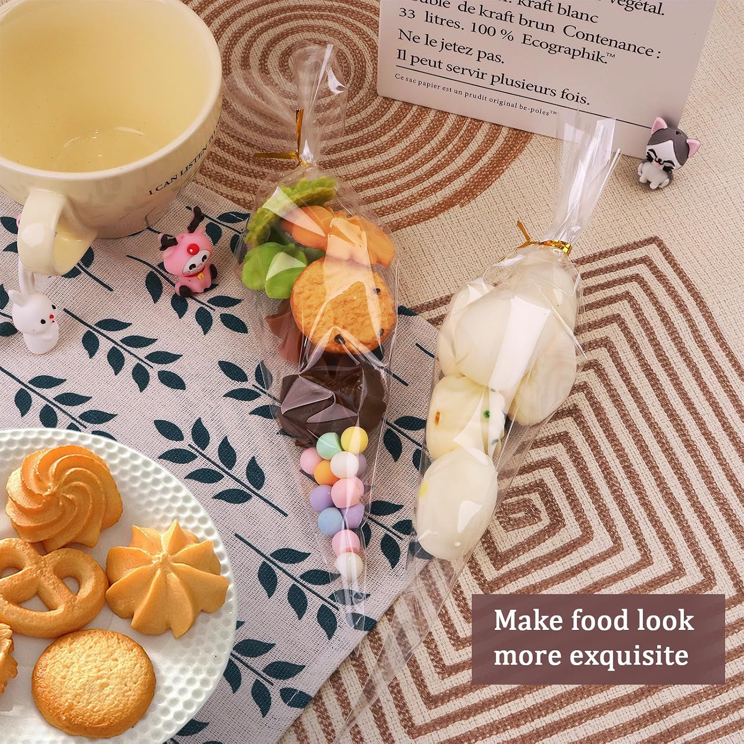 YOLCAR 100 Pack Cone Treat Bags, 5x10 Inch OPP Transparent Snack Bags, Ideal for Festive Gift Wrapping and Candy Packaging