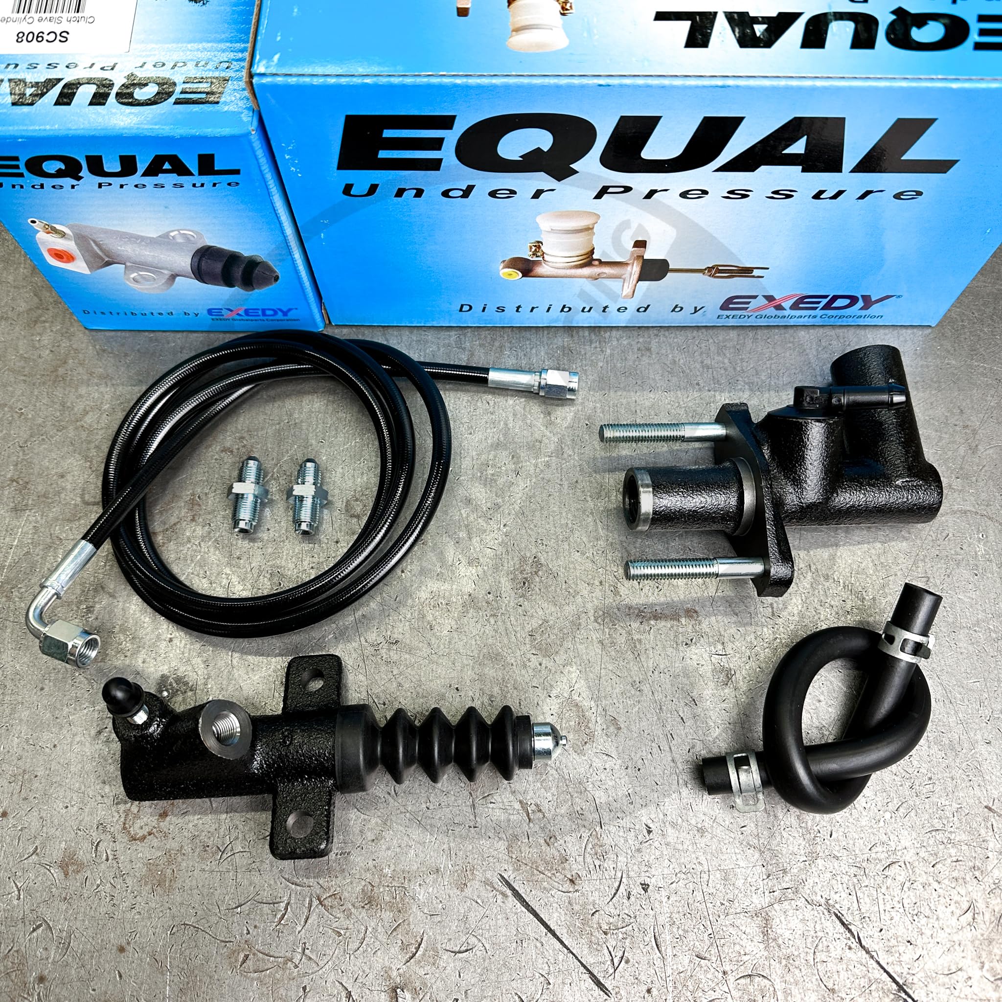 Valex Racing Exedy Master & Slave Cylinder & Stainless Clutch Line Kit For 90-05 Mazda Miata (Black)