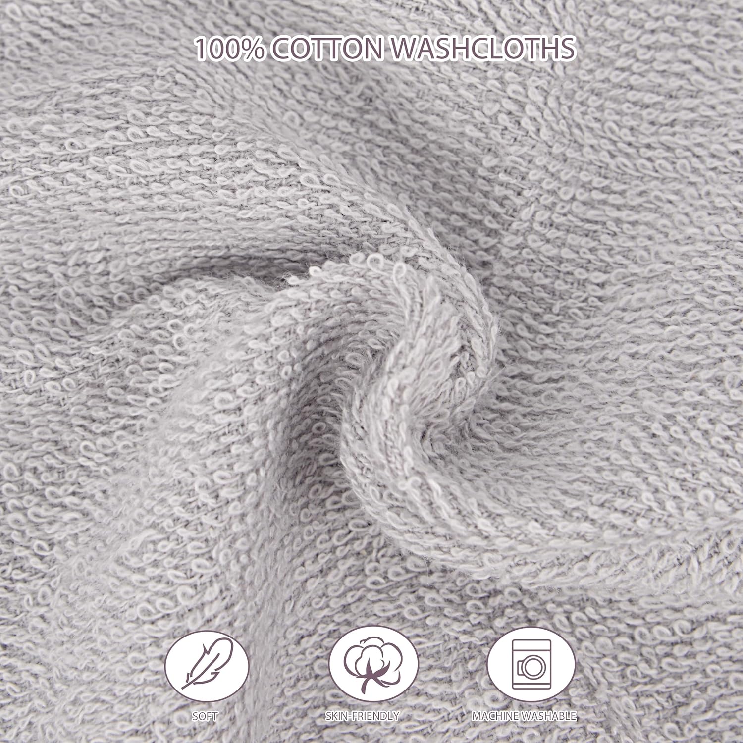 12 Pack Baby Washcloths 100% Cotton - Small Terry Wash Cloths 7.8" x 7.8" Soft Face Washcloth for Hand Body Sensitive Skin Thin Absorbent Wipes for Newborns Infant - Image 3