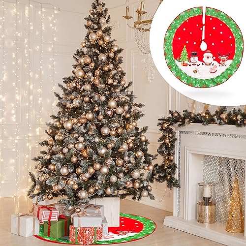 Miniatura 2 de UNIMEIX Falda de árbol de Navidad de 36 pulgadas, alfombra roja y verde para árbol de Navidad para interiores y exteriores, para decoración del hogar