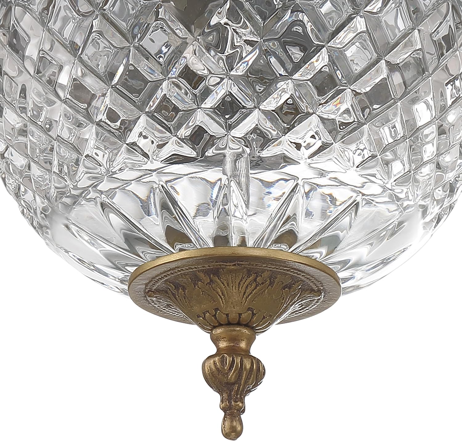 Crystorama 2 Light Olde Brass Crystal Flush Mount