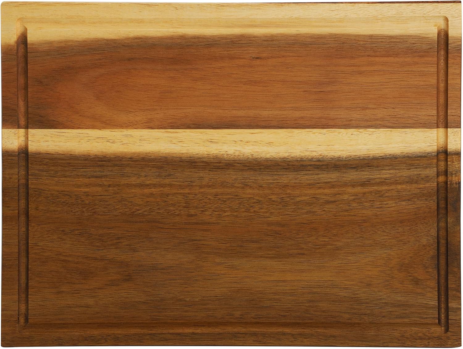Elama 15.5 x 12 Inch Acacia Wood 1.5 Inch Thick Butcher Block – Heavy-Duty Cutting and Serving Board for Meat, Cheese, and Vegetables (15.5 x 12 Inch)
