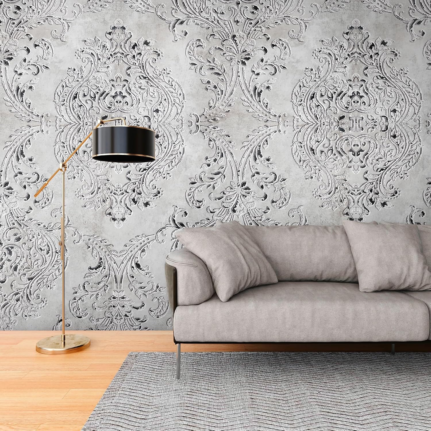 Livingwalls Photo Wallpaper Classic in Grey – High-Quality Non-Woven Wallpaper 398351 with Motif on 3.71 m x 2.80 m – Made in Germany