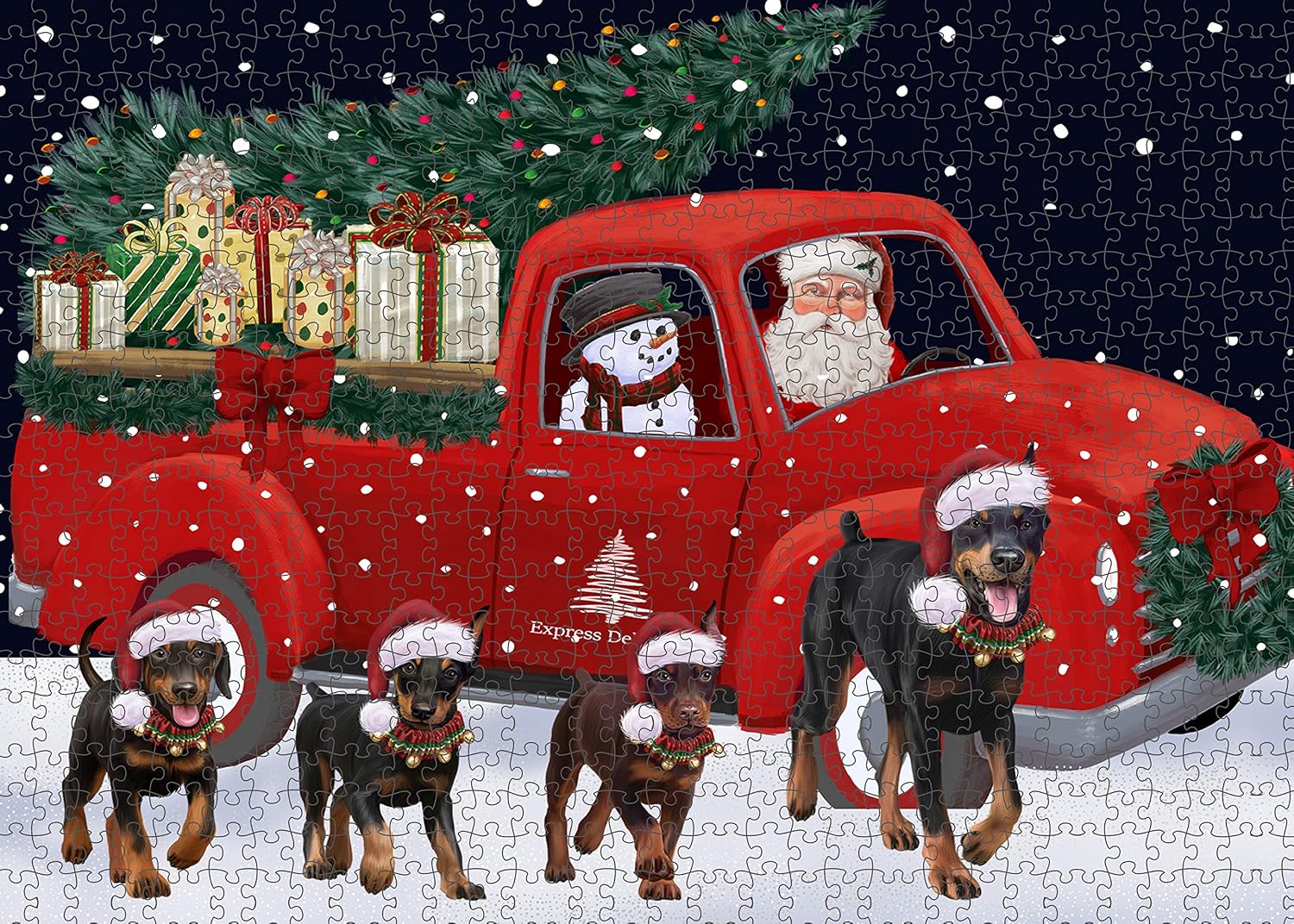 Christmas Trotting in The Snow Dogue De Bordeaux Dog Jigsaw Puzzle for Adults - Animal Printed Interlocking Puzzle Game Artwork - Gift for Dog Lover's - 1000 Pcs 29.5"x19.7", PZLE53948