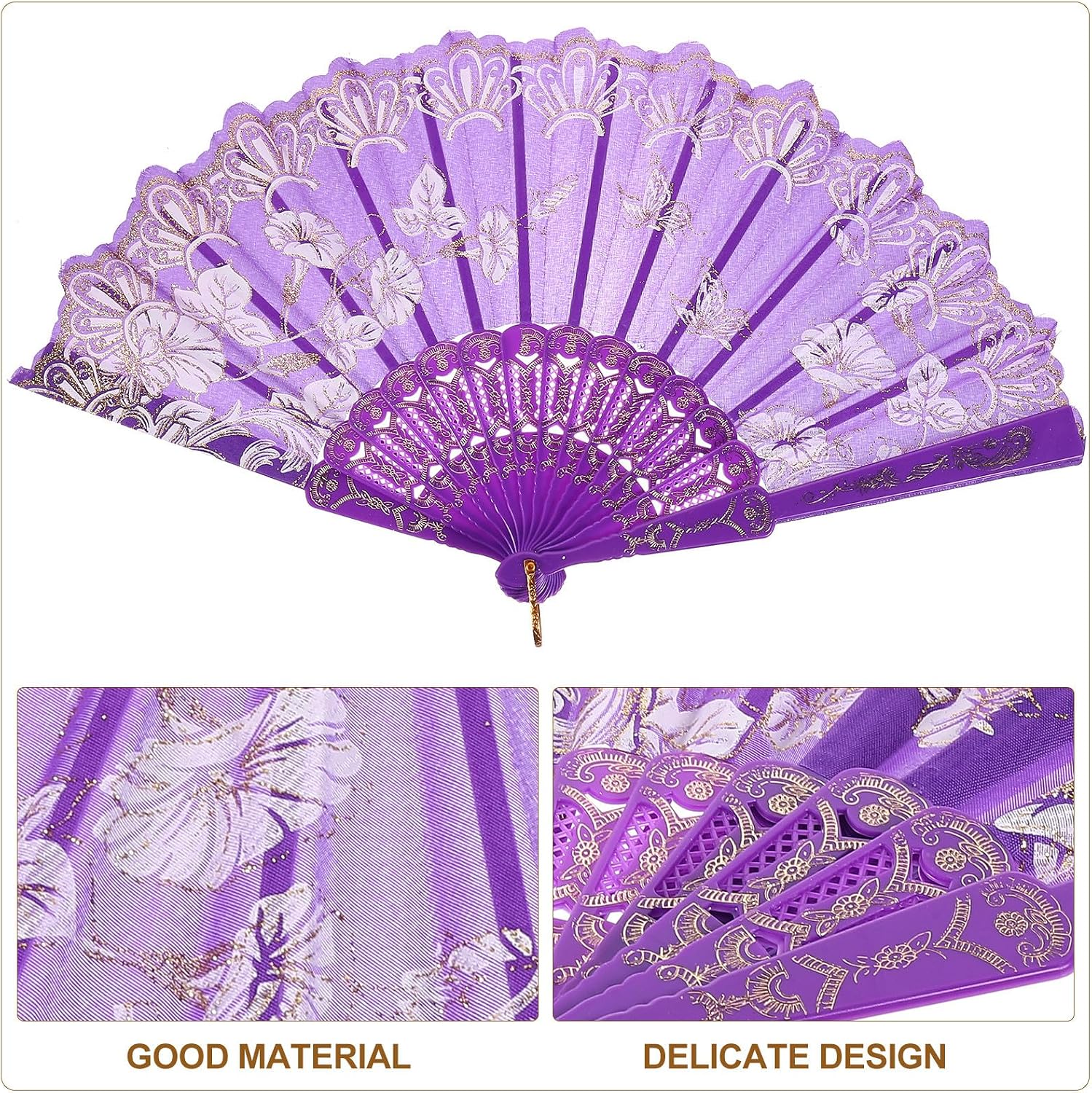 8 Pcs Vintage Chinese Style Folding Hand Fans, Retro Foldable Handheld Fans for Women’s Dance, Summer Cooling, Wedding and Party Decorative Props