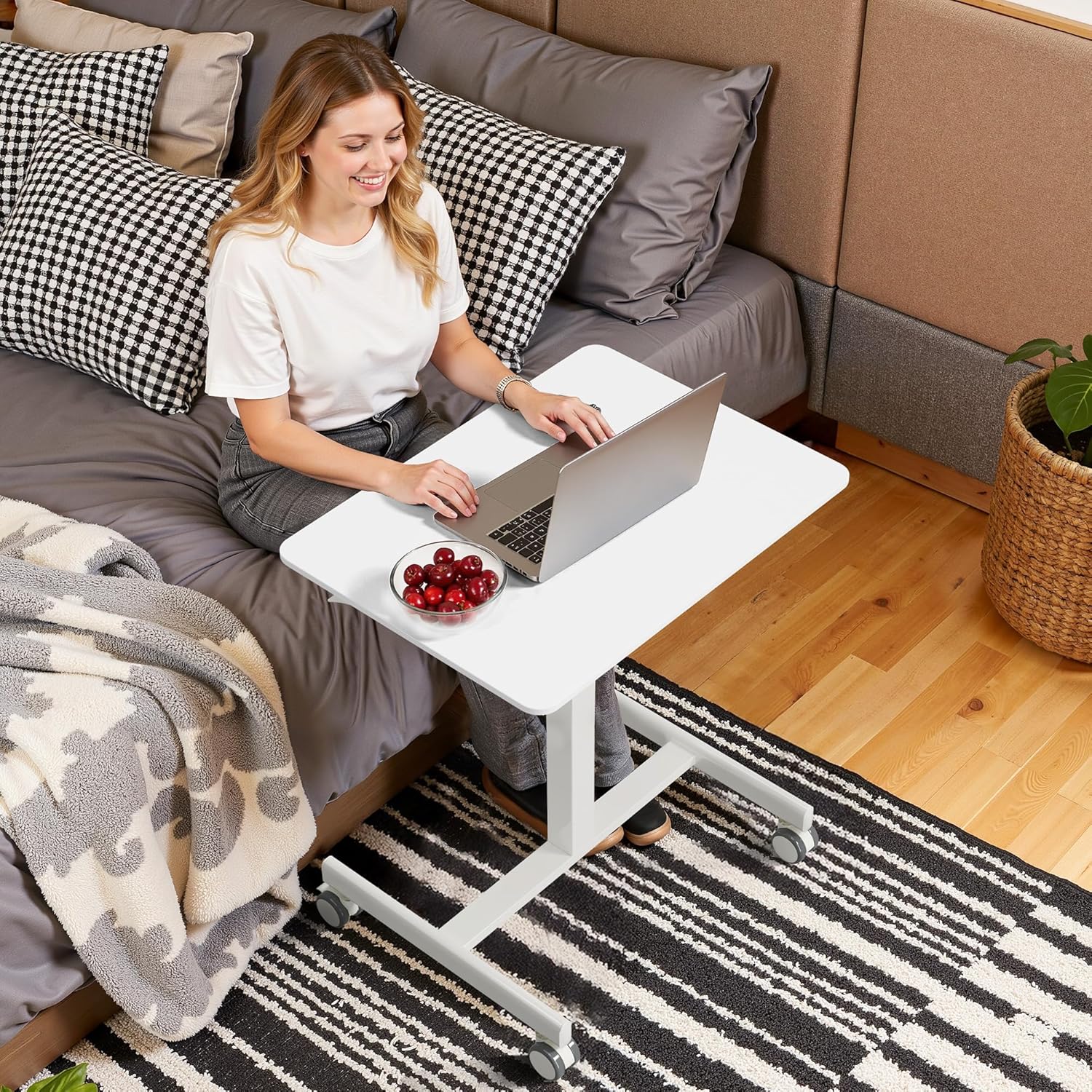 Adjustable Height Standing Desk on Wheels, Portable Rolling Desk and Laptop Stand, Walking Pad Desk | Rolling Standing Table for Home Office, Small Computer Workstation