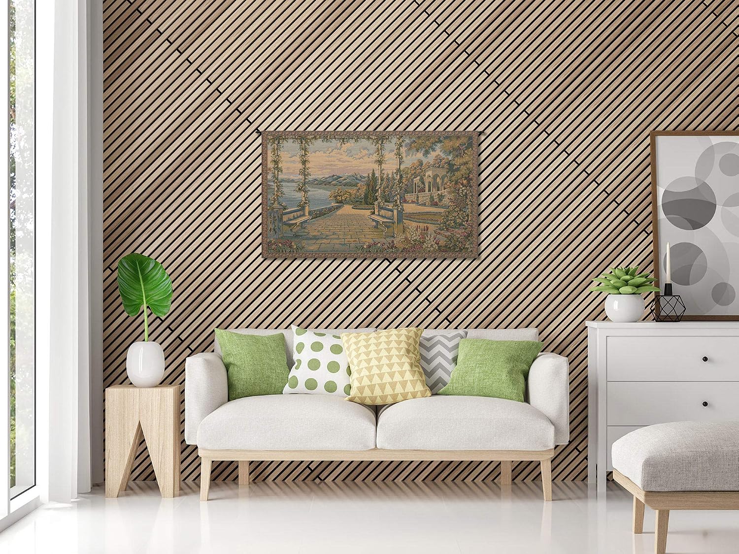 Charlotte Home Furnishings Inc. Lago Di Como II Italian Tapestry Wall Hanging 26 X 43 Inch Viscose Cotton And Polyester Blend Wall Art Woven In Italy Perfect For Wall Decor By Francois Boucher