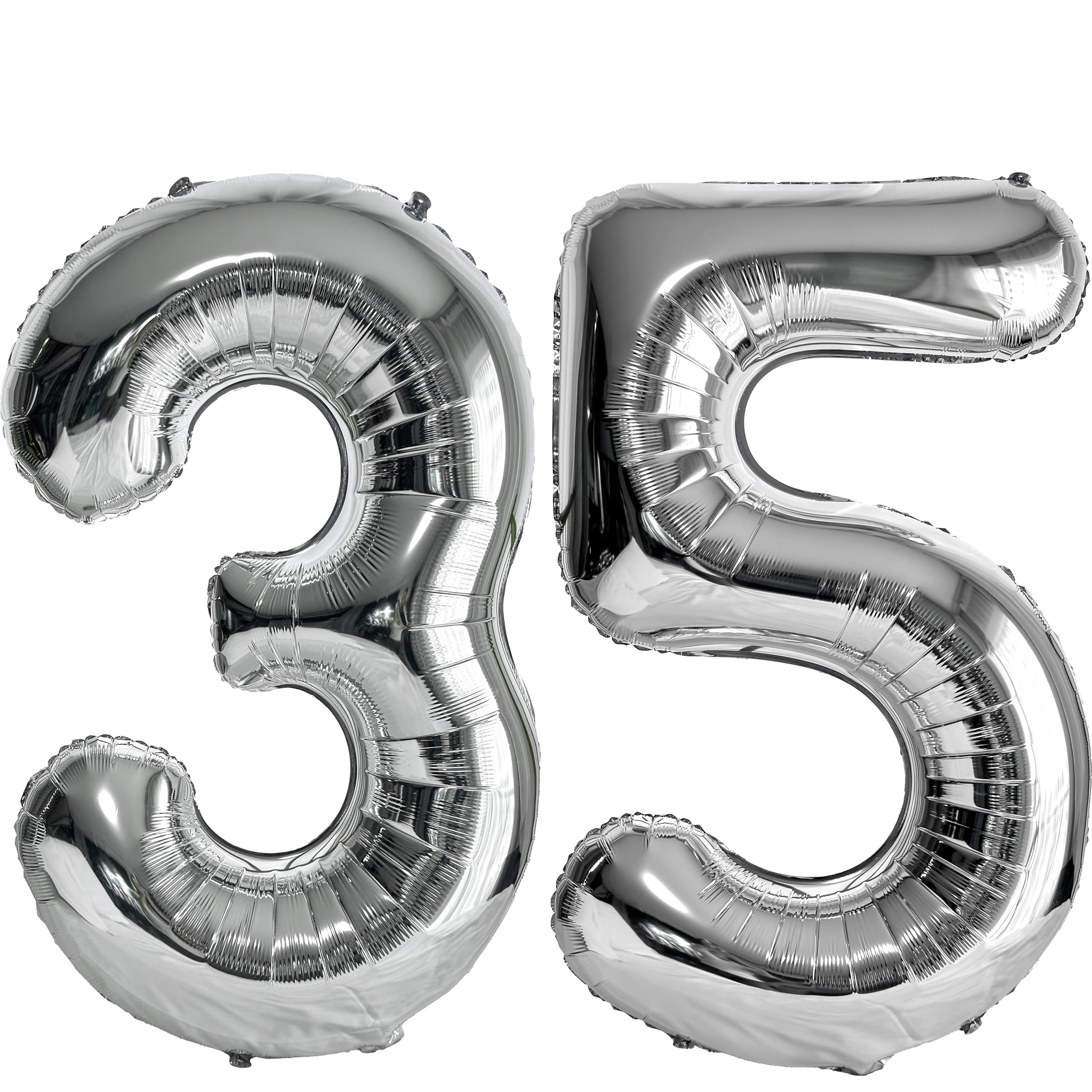 FIROMI 35 Number Balloons Silver Big Giant Jumbo Huge Foil Mylar 35 Balloon Numbers for 35th Birthday Party Anniversary Events Decorations 40-inches