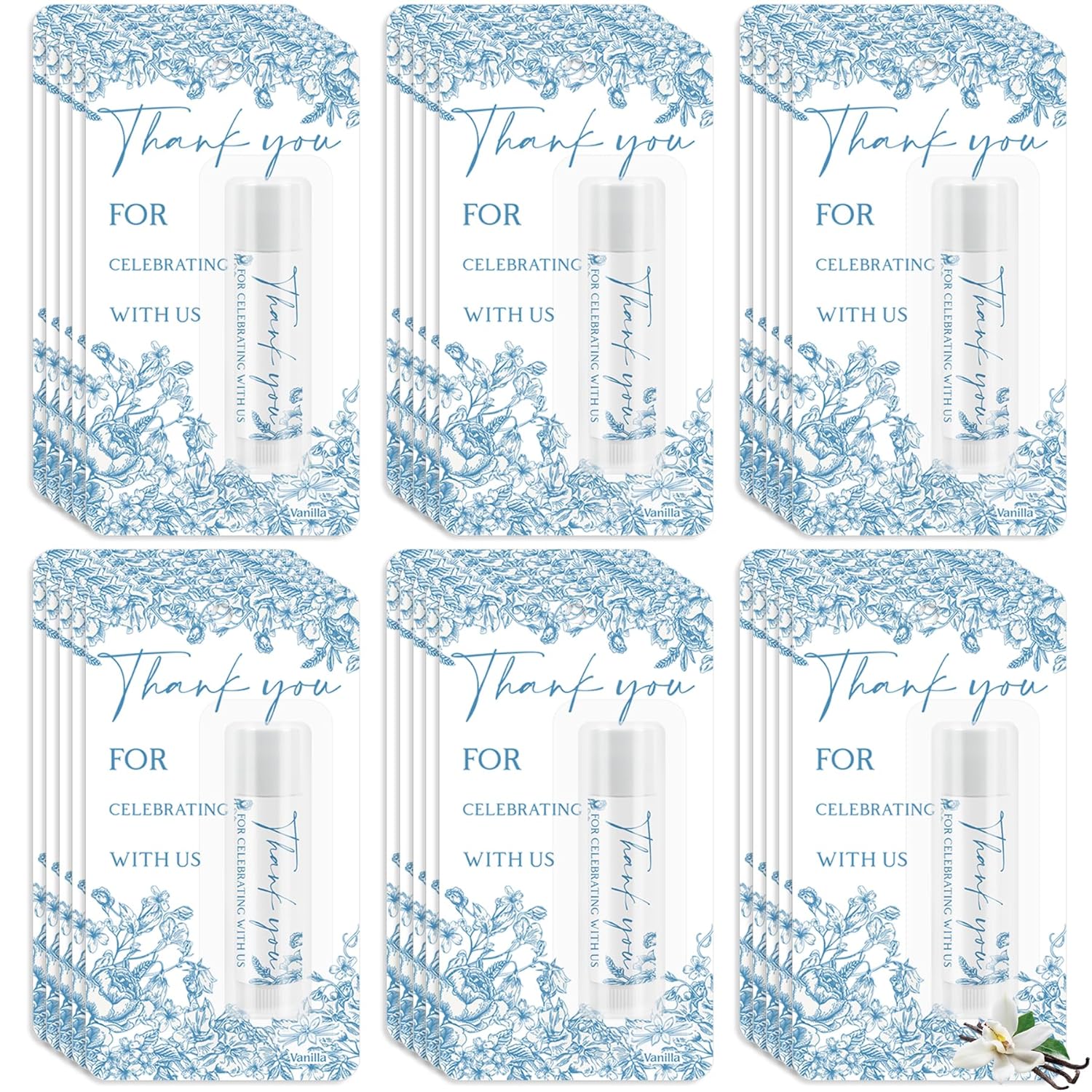 30 Pack Moisturizing Lip Balms in Bulk Return Thank You Gifts for Wedding Blue Floral Theme Birthday Baby Shower Gifts Party Favors Games Prizes Guests Gift (Peppermint)