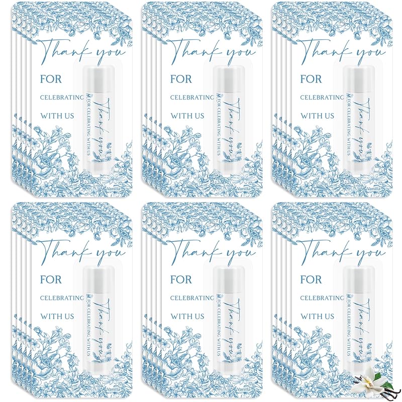 Kuabiz Bálsamo Labial com Baunilha e Estampa Floral Azul, Pacote com 30
