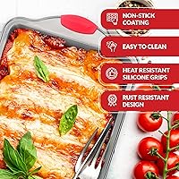 Vista 2 de Boxiki Kitchen Molde para pastel rectangular antiadherente de 9x13 - Bandeja para hornear duradera para delicias al horno y pasteles de hoja - Libre