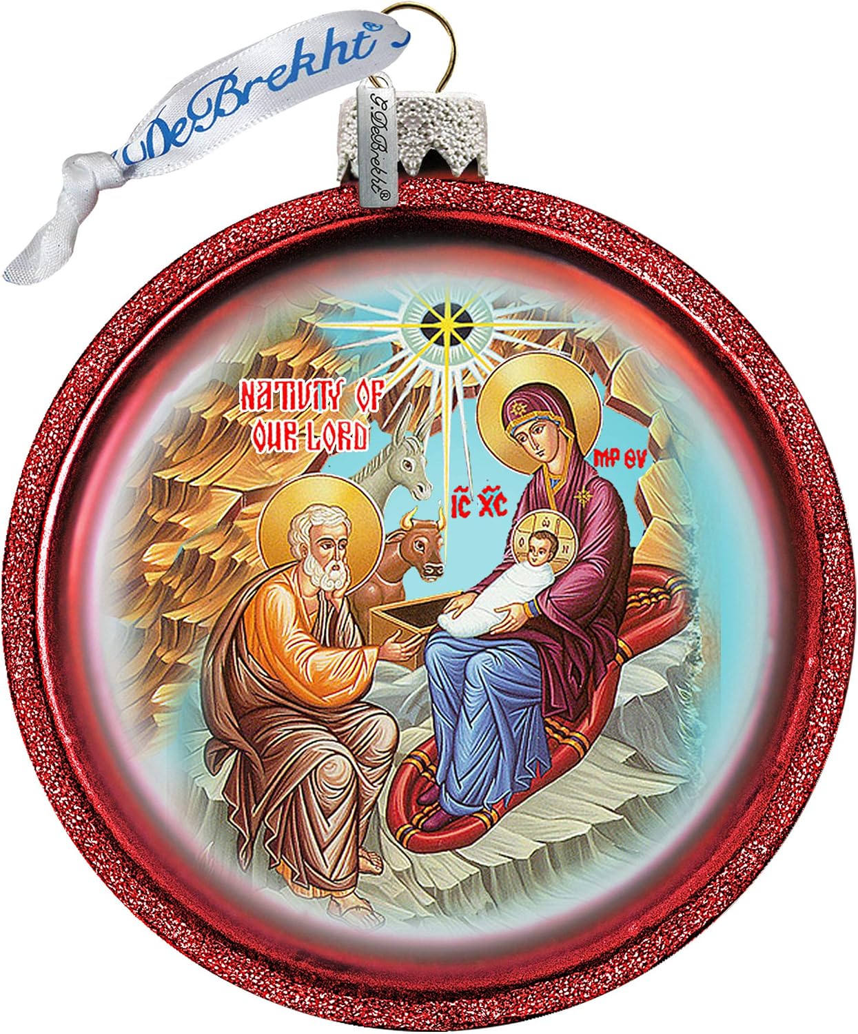 Orthodox Nativity Glass Ornament Hand Painted Glass Ornament - 73752 by G.DeBrekht