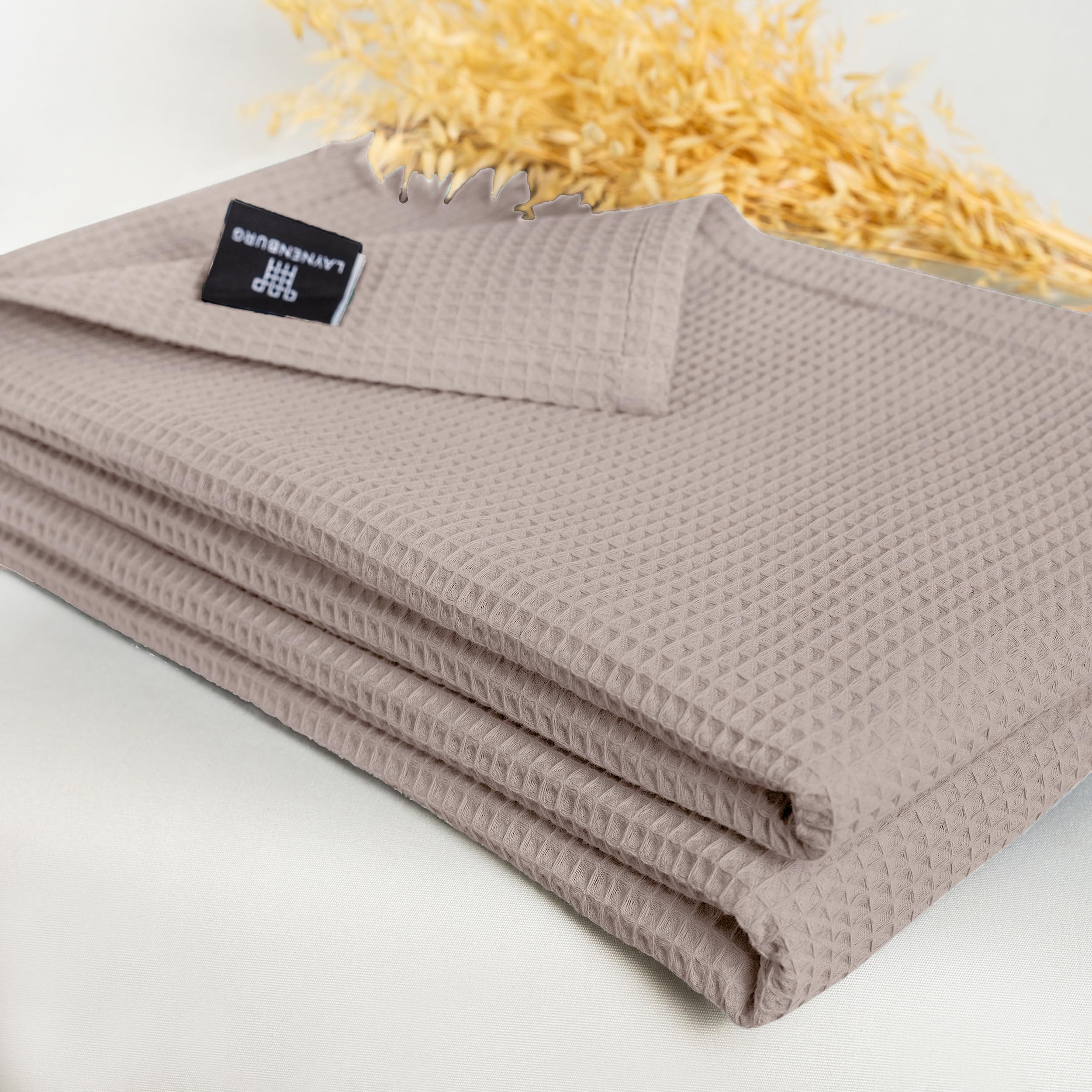 LAYNENBURG Narzuta premium 180 x 220 cm - Waflowa pique 100% bawełna - lekka narzuta domowa o wyglądzie waflowym - narzuta bawełniana jako narzuta na łóżko, narzuta na sofę, narzuta na kanapę - koc na