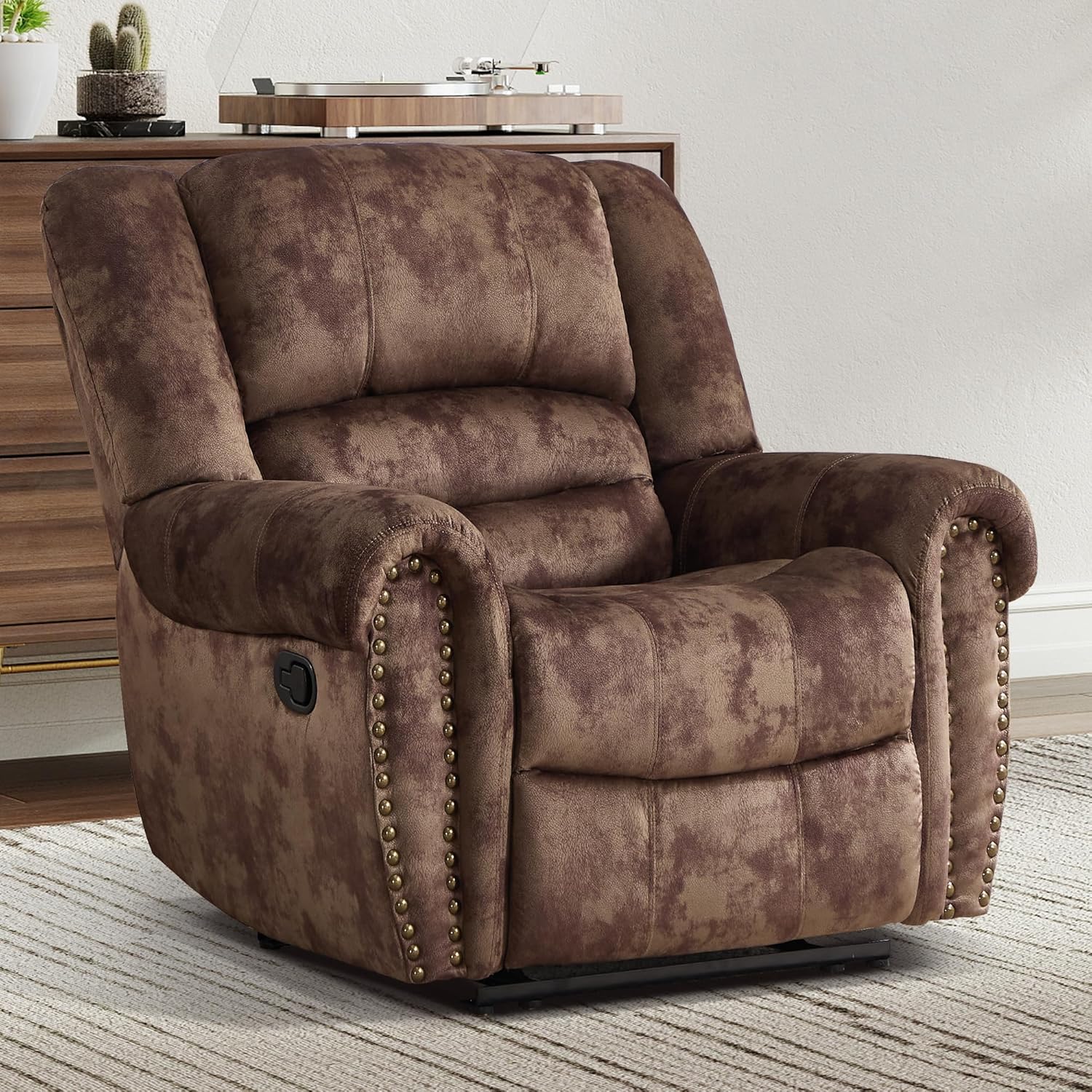 Sillón Reclinable Manual, Tela Suave, Tan miniatura 1