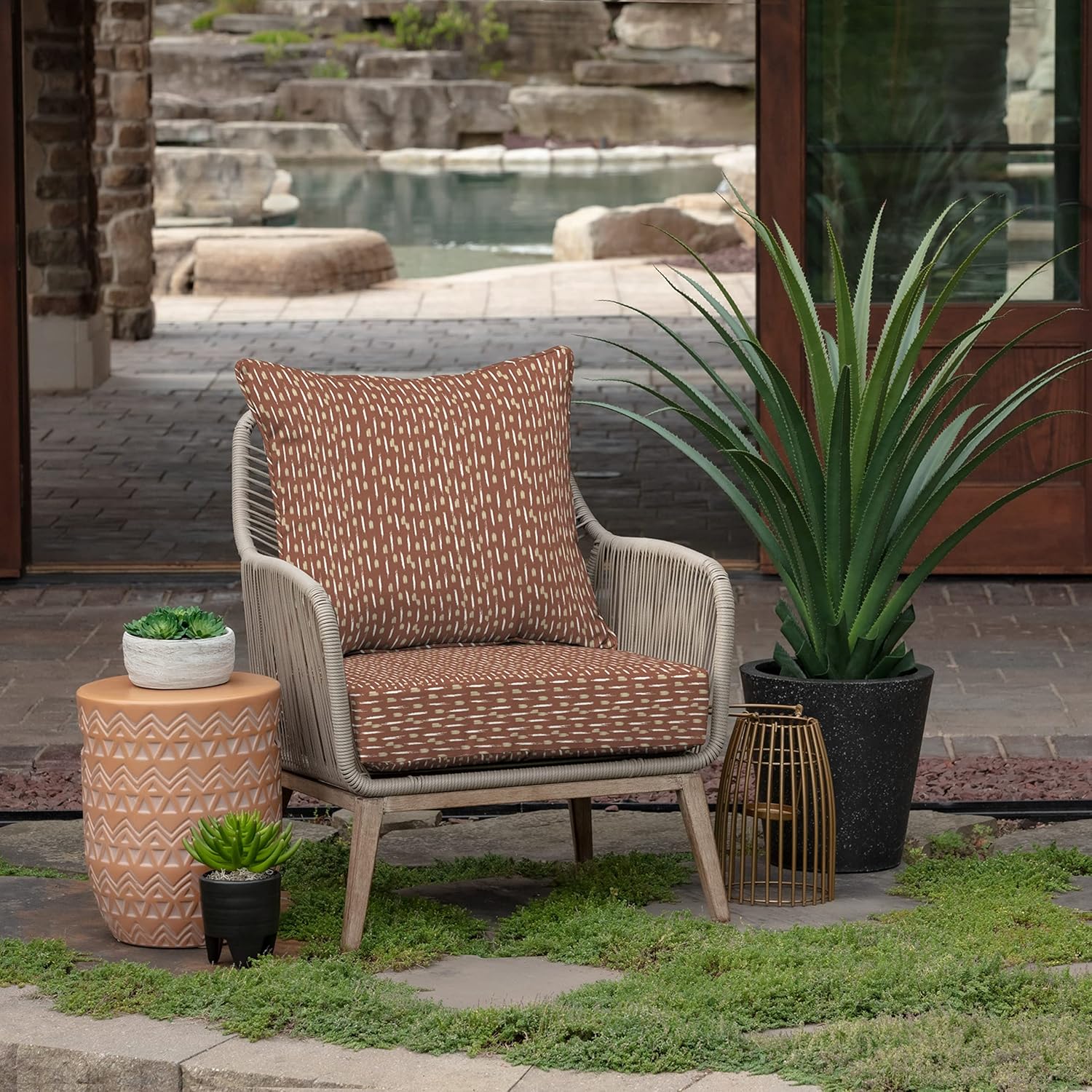 arden outdoor foam deep seat cushion set (4-pack), 24x24, premium high-density foam, never flattens, weather-proof for patio chair sofa couch, rust red brushed texture certi-pur foam rust red brushed texture 4 pack