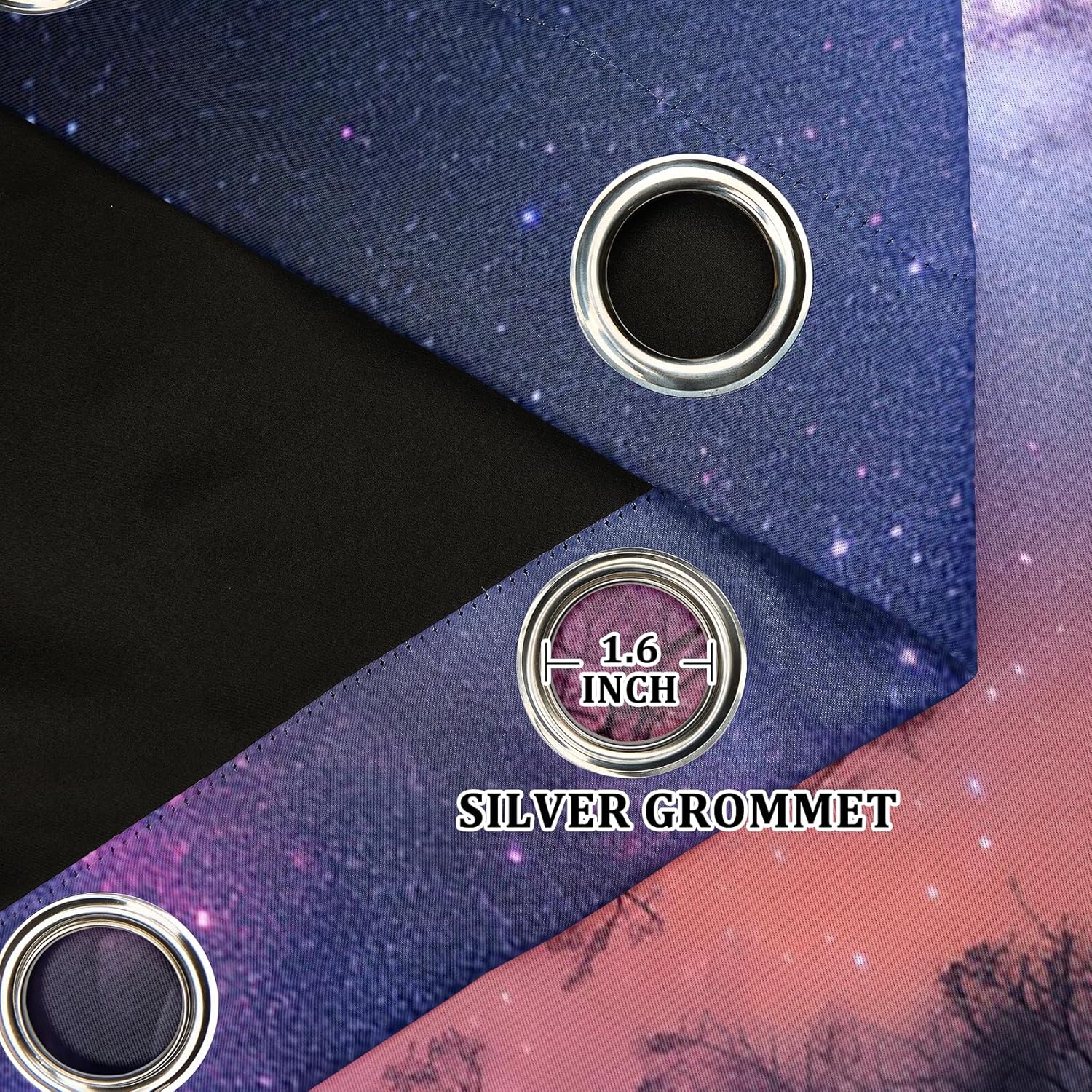 Renaiss 26 x 36 Inch Purple Starry Night Blackout Curtains Polyester Grommet Nebulae Galaxy Tree Universe Skyline Window Curtains for Bedroom Living Room Nursery Home Theater Room Darking 2 Panels