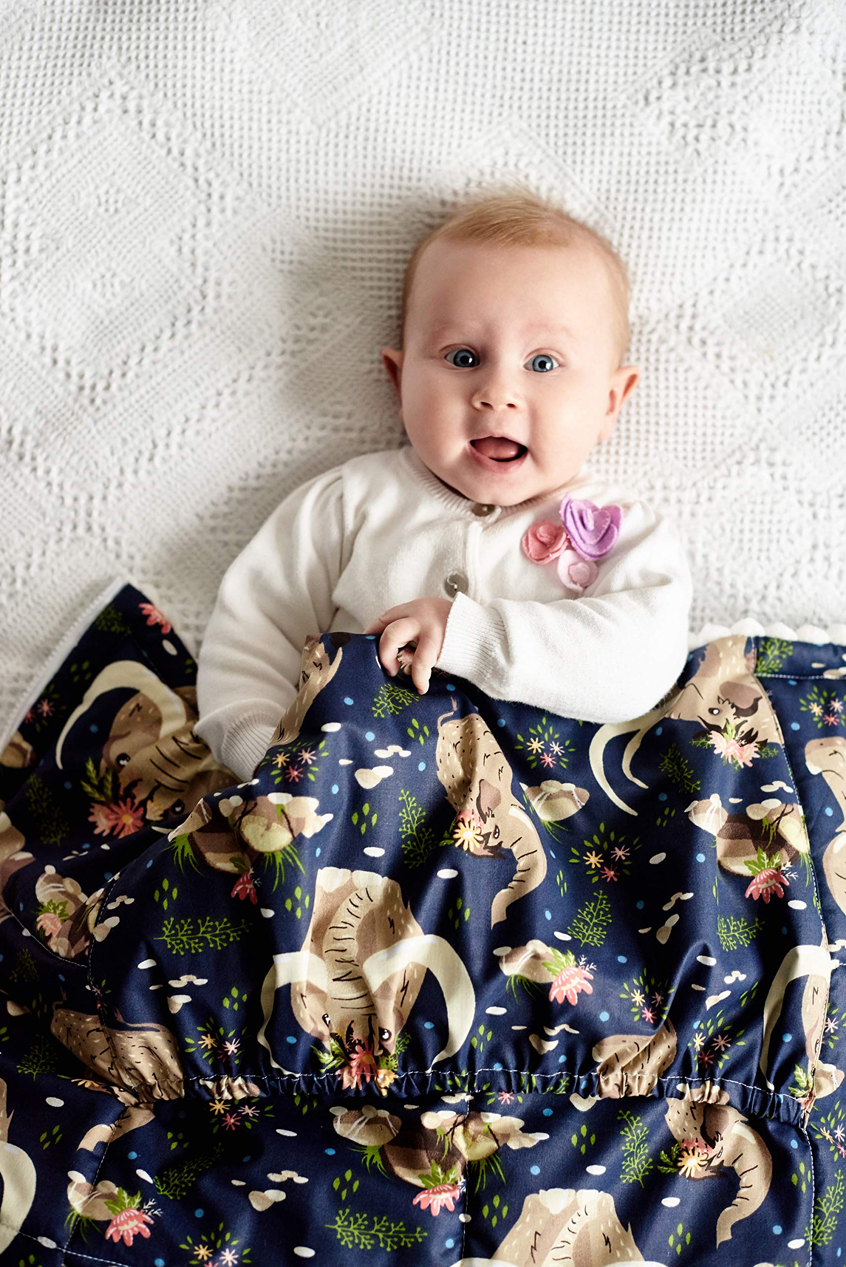 Stylish Baby Blanket with Cozy Minky Plush Mamonts and Flowers Design Baby Sleeping Bag Swaddle Sack for Newborn Babies