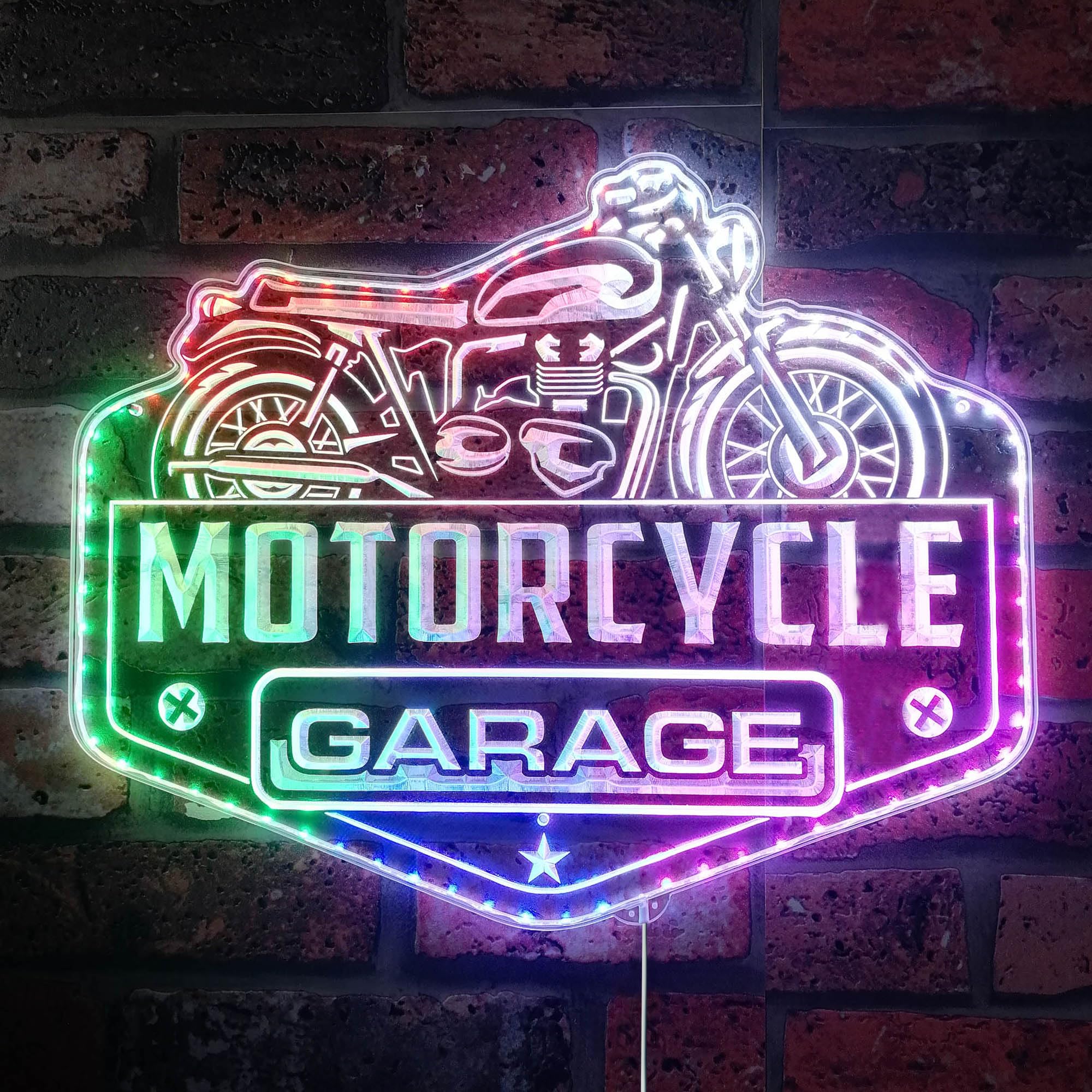 ADVPRO Motorcycle Garage Man Cave Repair RGB Dynamic Glam LED Sign - Cut-to-Edge Shape - Smart 3D Wall Decoration - Multicolor Dynamic Lighting st06s43-fnd-i0057-c