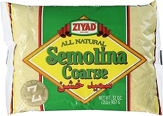 Ziyad Premium Quality Coarse Semolina– Finely Ground, Smooth Wheat Cereal – High Fiber, No Cholesterol/Salt – Vitamin-Enriched, Vegan – Quick 30 Min Prep – Versatile for Sweet & Savory Dishes, 32 ounce