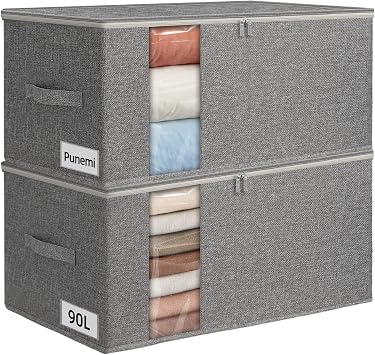 90L Structured King Size Comforter Storage Bag, 2 Pack Blanket Organizer