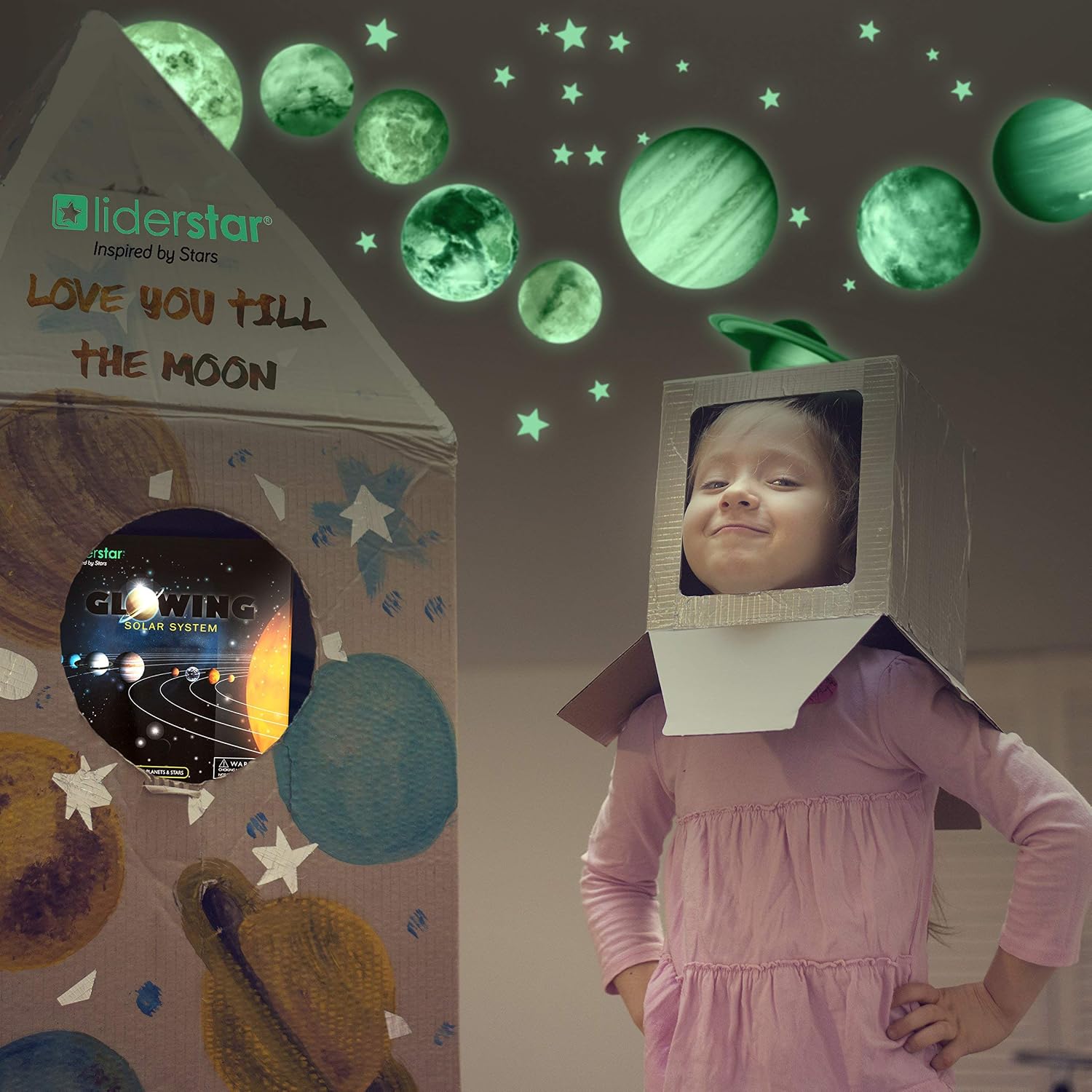 Dinosaur and Planets Solar System Glow in The Dark Wall Stickers for Kids Bedroom Decor
