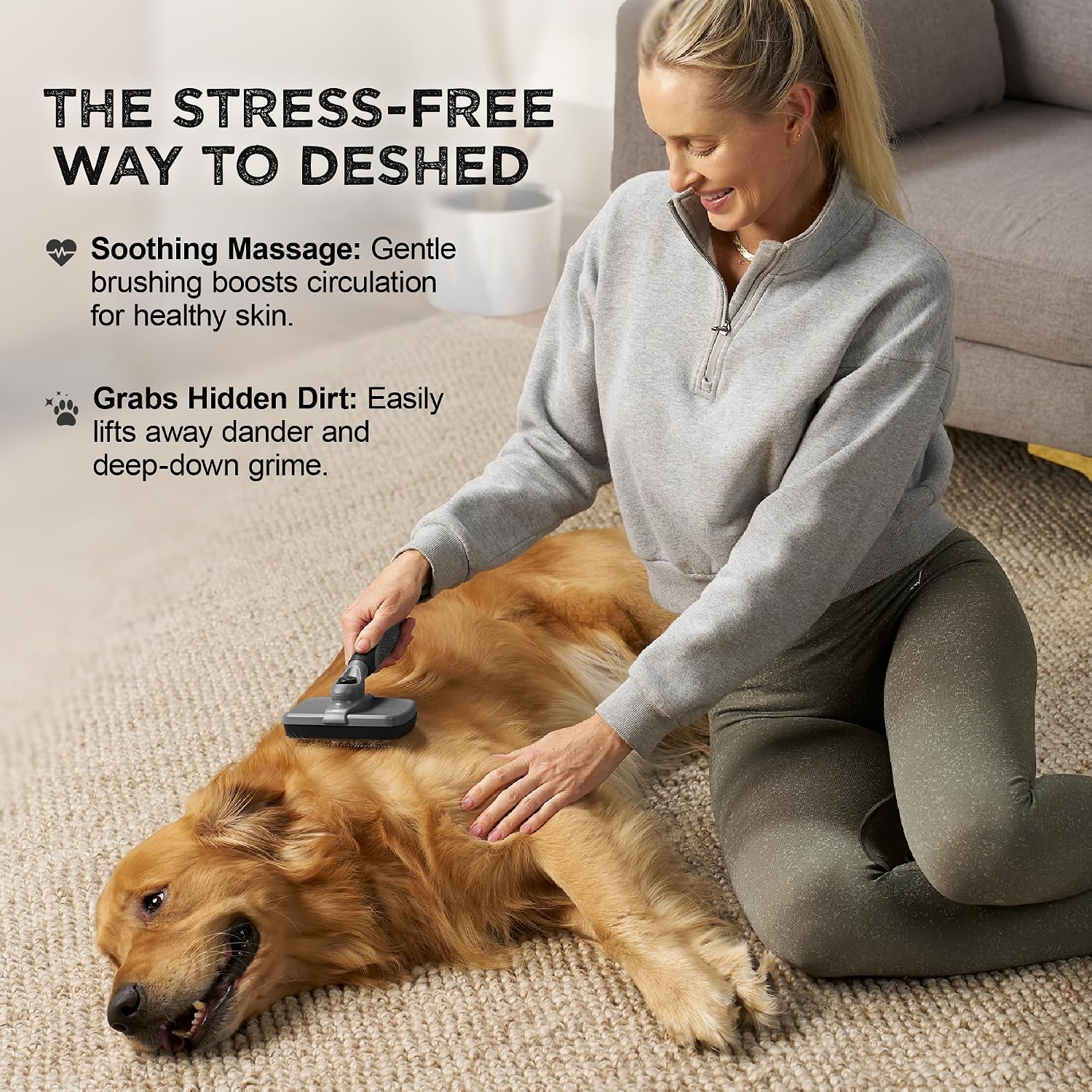 Deshedding Dog Brush for Shedding – Self Clean Cat Brush Deshedding & Grooming Tool for Long Haired and Short Haired Dogs, Slicker Brushes for Dogs, Skin-Friendly, Retractable Bristles, Easy to Clean image 2
