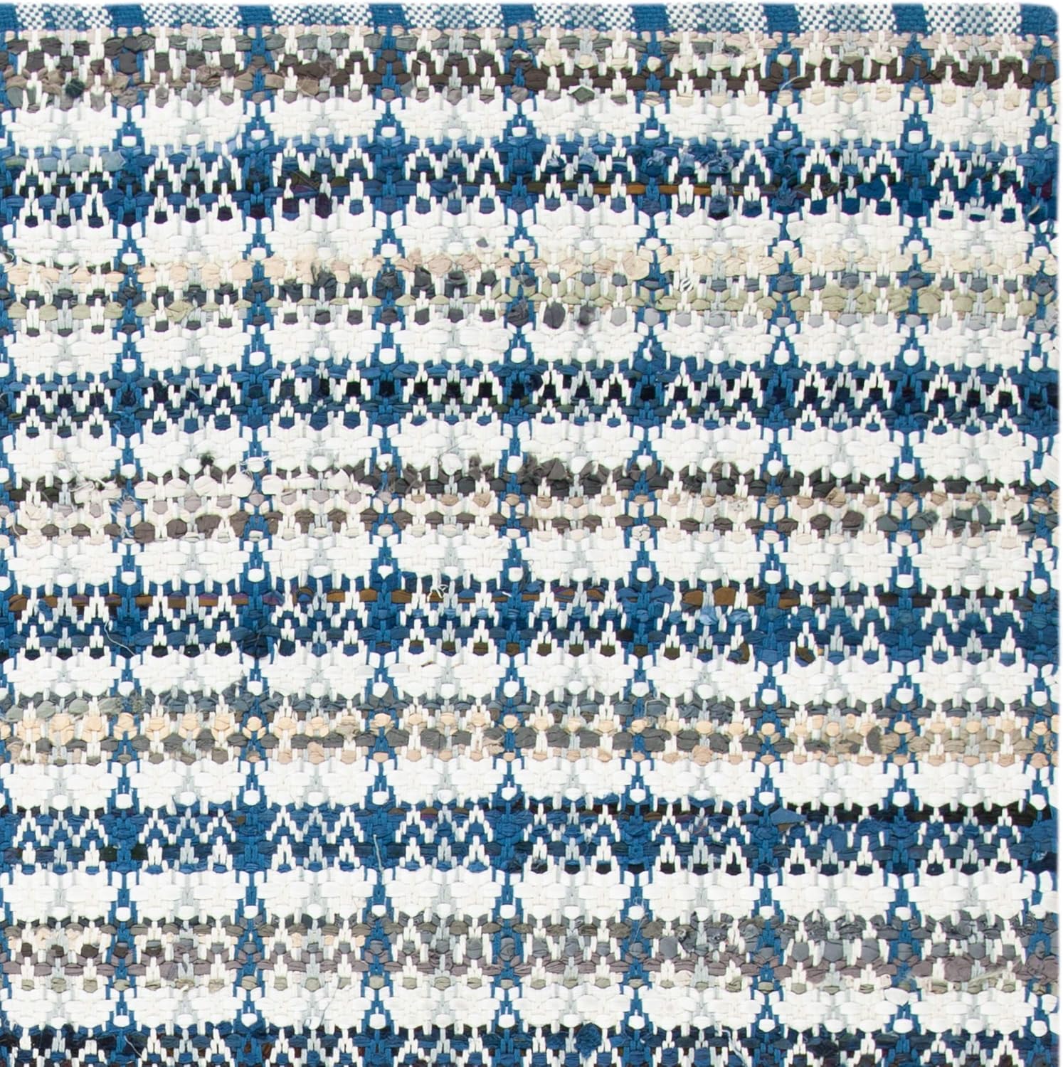 SAFAVIEH Montauk Collection Accent Rug - 2'6" x 4', Blue & Multi, Handmade Cotton, Ideal for High Traffic Areas in Entryway, Living Room, Bedroom (MTK950B)