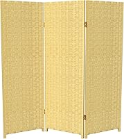 Vista 24 de Pantalla plegable de fibra tejida corta de 4 pies - Crema - 4 paneles