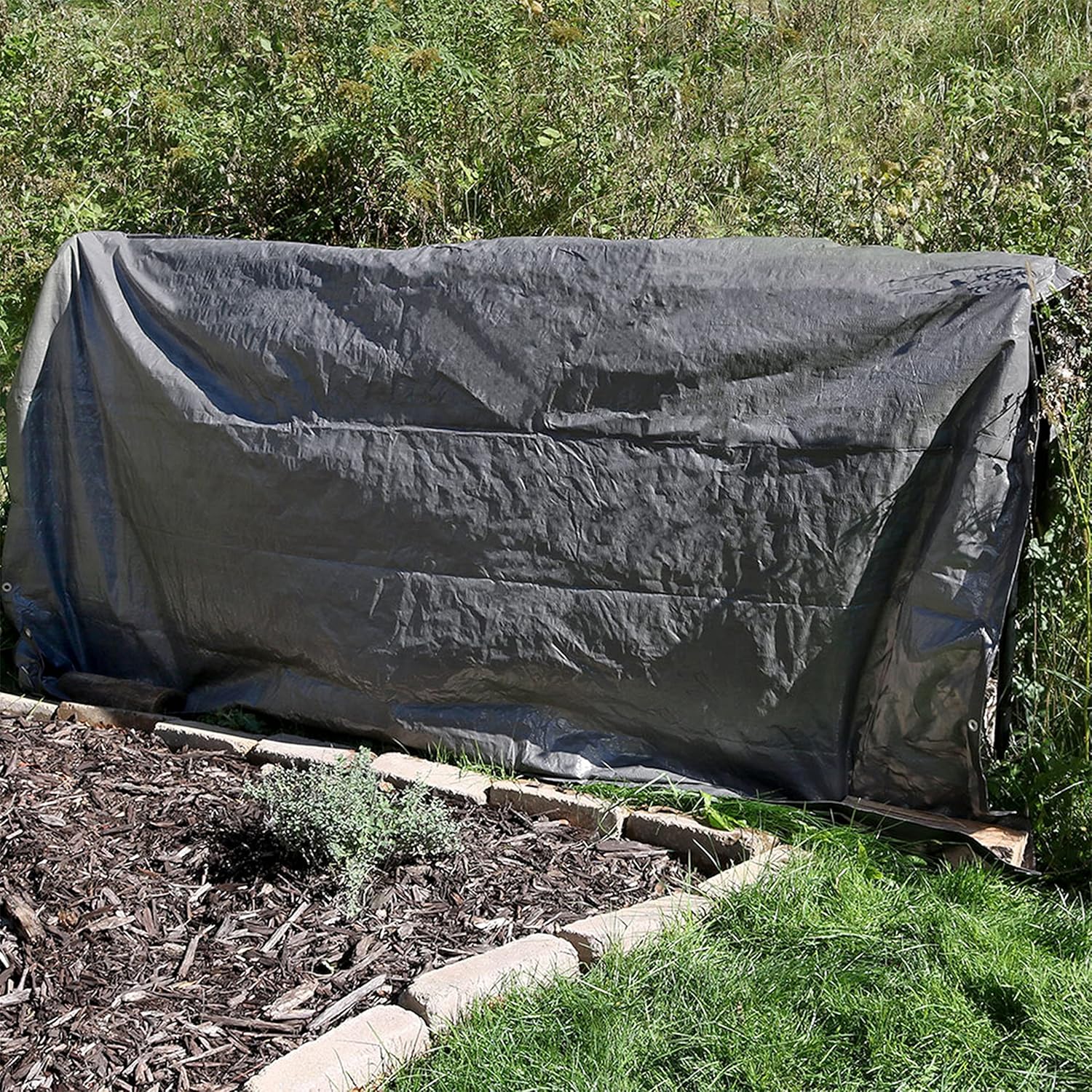 Sunnydaze 12 x 16 Foot Plastic Reversible Heavy-Duty Multipurpose Tarp - Laminated on Both Sides - Dark Gray