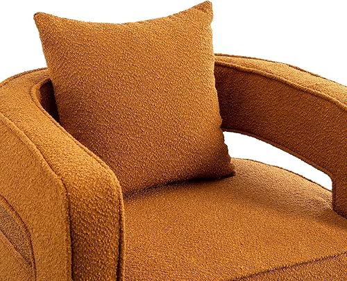 Miniatura 6 de HANLIVES Silla giratoria de barril  Modernas sillas giratorias redondas de peluche con almohada  Silla de respaldo abierto de 360 grados cómoda